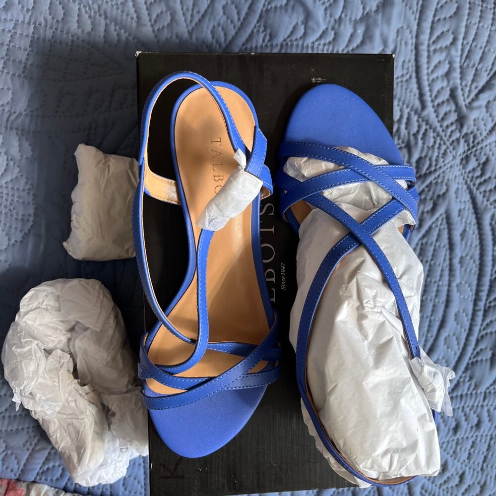 Talbots Capri Cross Strap Napa Leather Sandals - 7US - Biscayne Blue - NIB